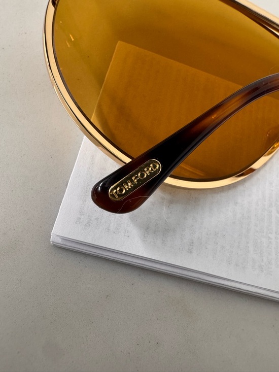 Tom Ford Unisex Deep Gold Frame Sunglasses with Golden Amber Lenses - Picture 14 of 17